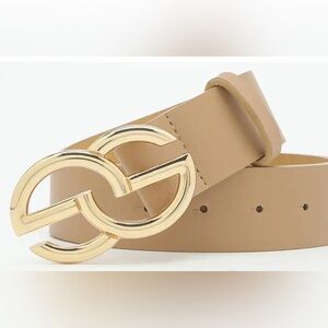 Designer Inspired Gold Double G Buckle Belt | Chic Minimal Statement l Nuetral